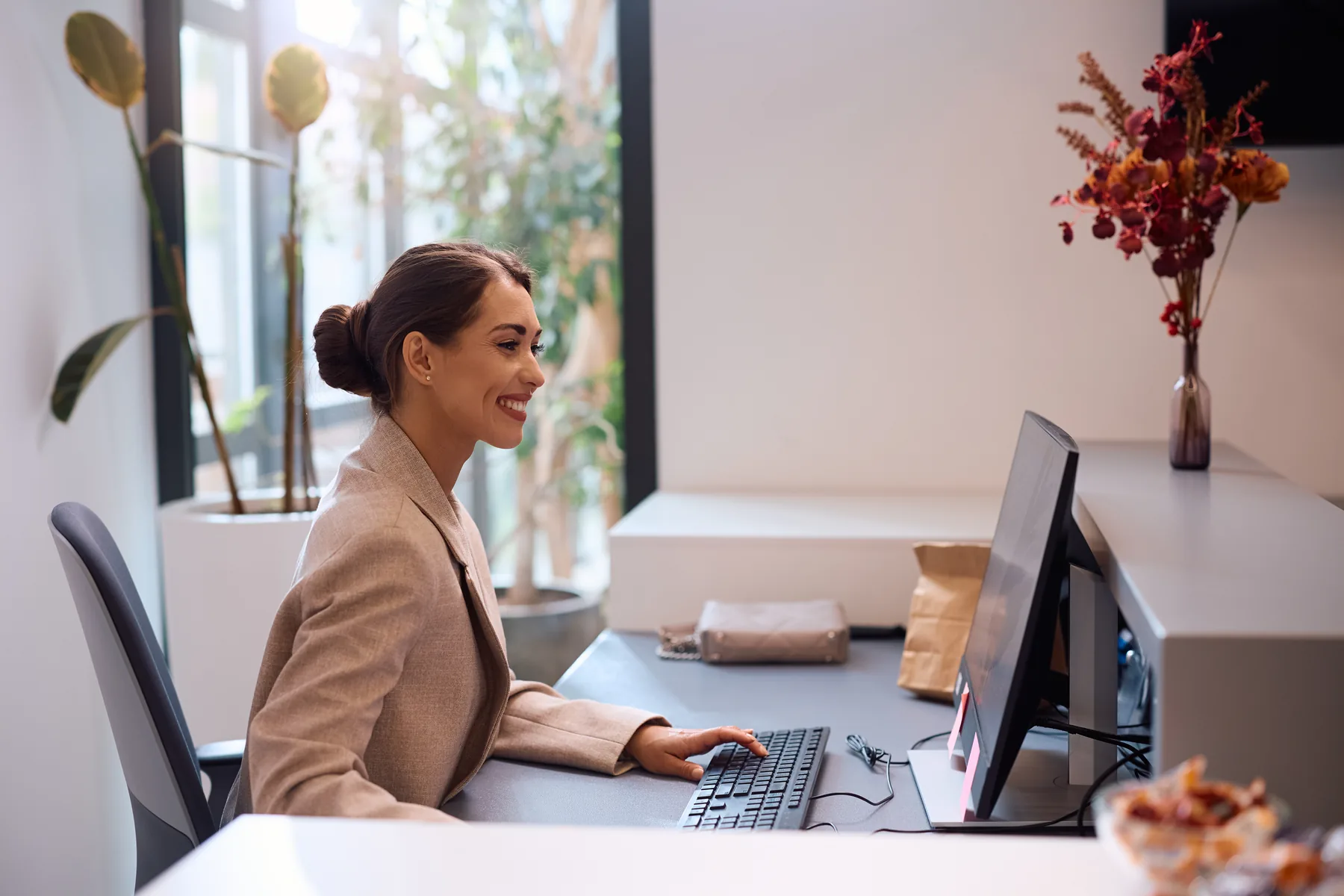 Professional working at a desktop computer